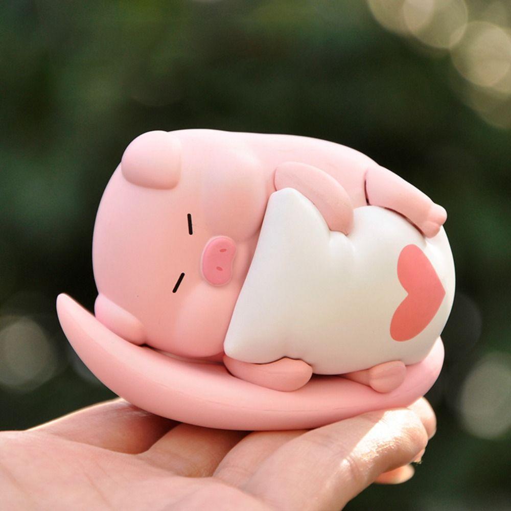 

6 шт./компл. статуэтки из смолы, прекрасное украшение для комнаты, 2024 г., розовая фигурка поросенка, модель 6pcs