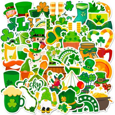 50 sztuk naklejek na Dzień Świętego Patryka - Koniczyna Skrzat Naklejki na irlandzką imprezę DIY (4,8x5,2cm)