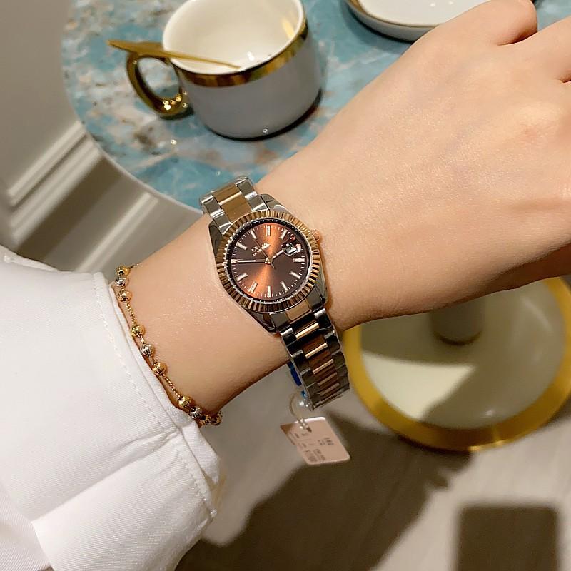 Fashion Ladies Watch Steel Belt Calendar Simple Wind Watch Femininity Personality Quartz Watch