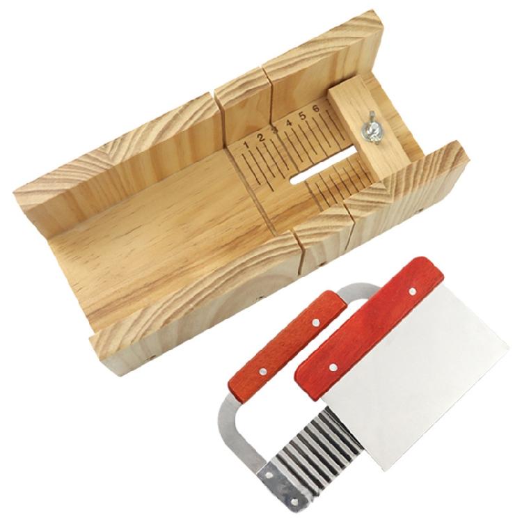 Scatola Stampo per Sapone in Legno e Set Tagliere per Sapone Stampo Rettangolare in Silicone con Scatola in Legno