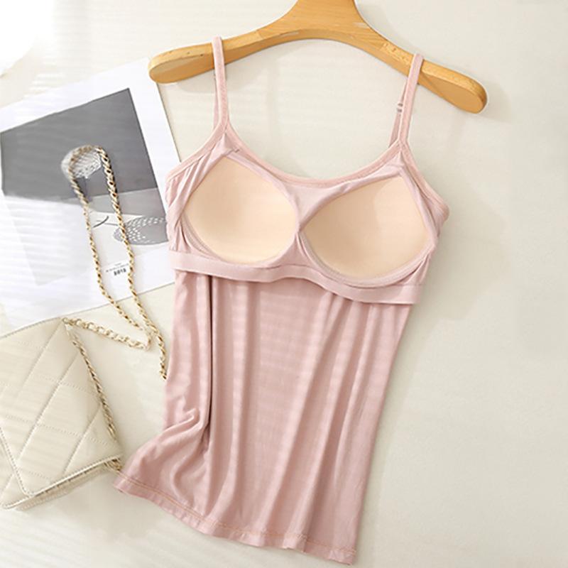 

Женская майка-топ с подкладкой на шее и подкладкой под грудь, цельный бюстгальтер, базовый слой, рубашка XL розовый