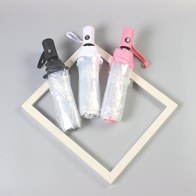Transparenter Regenschirm Faltbar Vollautomatisch Transparent Dreifach faltbar Regenschirm Schirm Schüler Minimalistisch Schwarz Weiß Rosa