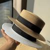 New French Flat-top Sunshade Straw Hat Women's Summer Outdoor Sunshade Sunscreen Fashion Sun Hat