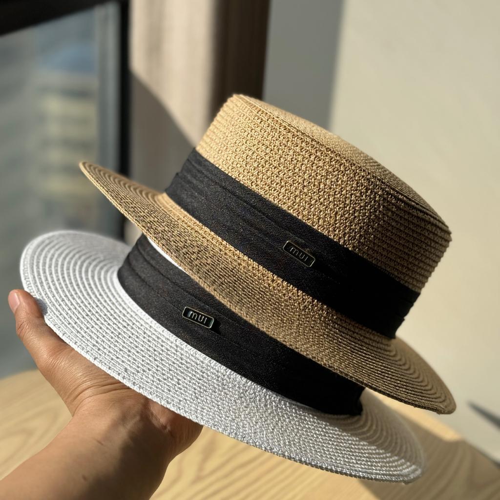 New French Flat-top Sunshade Straw Hat Women's Summer Outdoor Sunshade Sunscreen Fashion Sun Hat