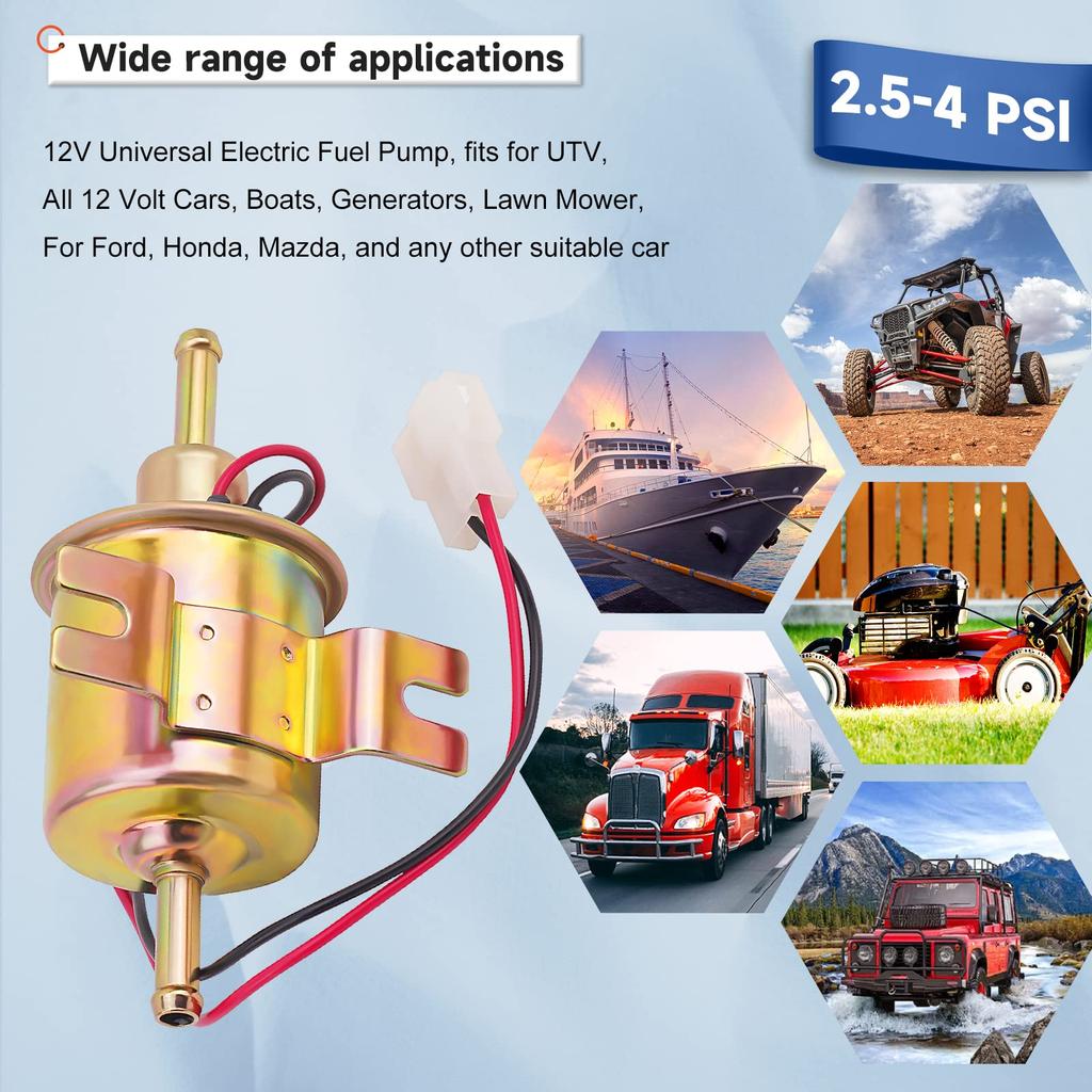 12V/24V universāls elektriskais degvielas sūknis zema spiediena skrūves stiprinājuma stieple dīzeļdegviela benzīns HEP-02A automašīnas karburatoram motociklam ATV