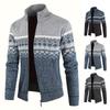 Men's Winter High Neck Plush Knit Slim Fit Cardigan Sweater