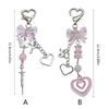 Elegant Bowknot Bead Heart Keyring Pendant Keychain Accessory Charm for Women