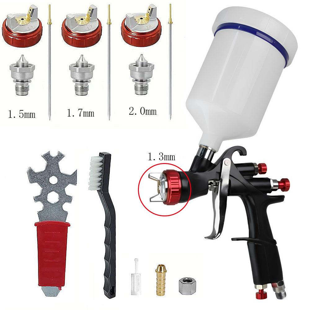 

Spray Gun Nozzle 1.3/1.5/1.7/2.0mm With 600CC Mix Tank And Adpater Car Paint Gun Varnish Paint Sprayer HVLP Air Spray Gun