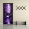 1pcs Self Adhesive Removable Vinyl Door Stickers Dreamy Purple Forest Bridge View Door Stickers Beautiful Moonlight Stream Entra