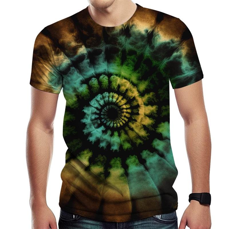 Spiral Streak Tie Dye T Shirt for Men Y2k Tops 3D Paisley Stripe Printed T-shirt Womens Clothing Novelty Cool Designs Tee Shirts