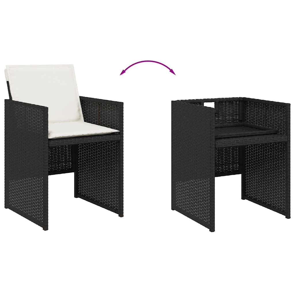 Vidaxl 17-Cz. Juego de Muebles de Jardín con Cojines, Negro, Ratán PE