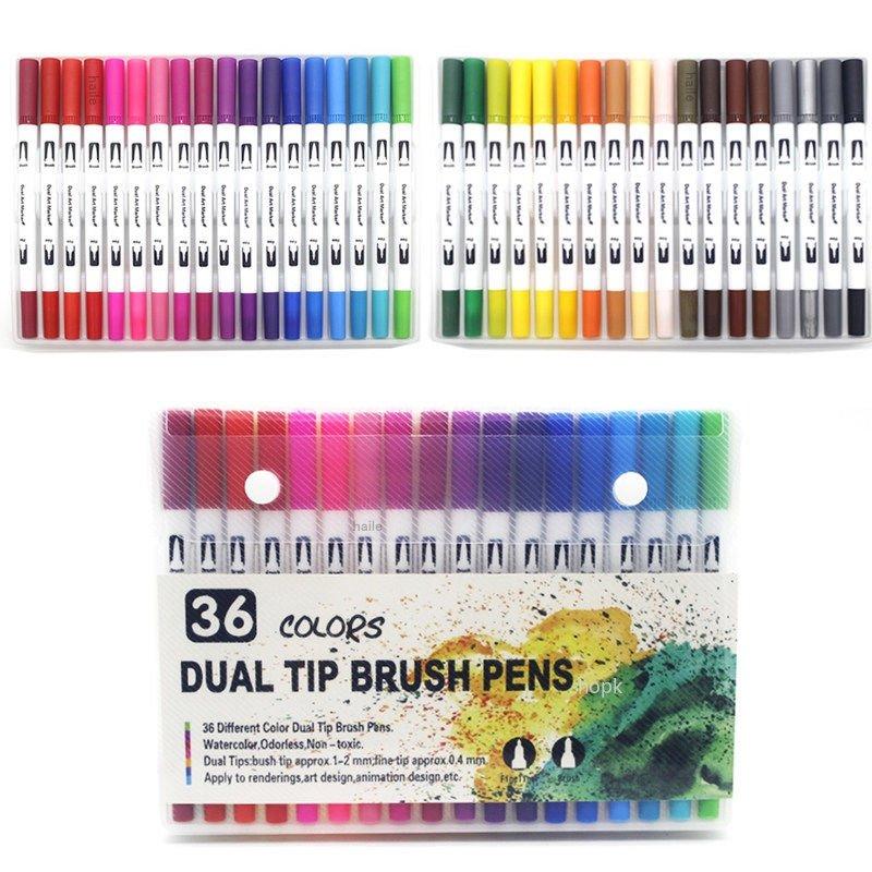 132/24 Colors Dual Tips Watercolor Brush Pen Set Art supplies, for Kids Adult Coloring Book Christmas Cards Drawing Markers