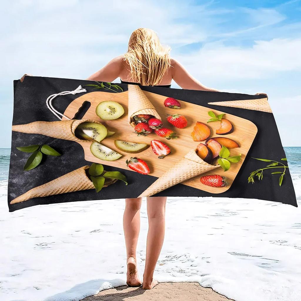 Strawberry Beach Towel Summer Fruit Pineapple Beach Towels for Adults Beach Pool Spa Gym Travel Microfiber Large Travel Holiday