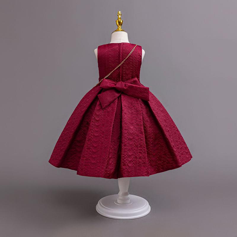 Autumn Winter Long Sleeve Girl Party Dress Elegant Lace Christmas Formal Gown Gift Bag Kids Children