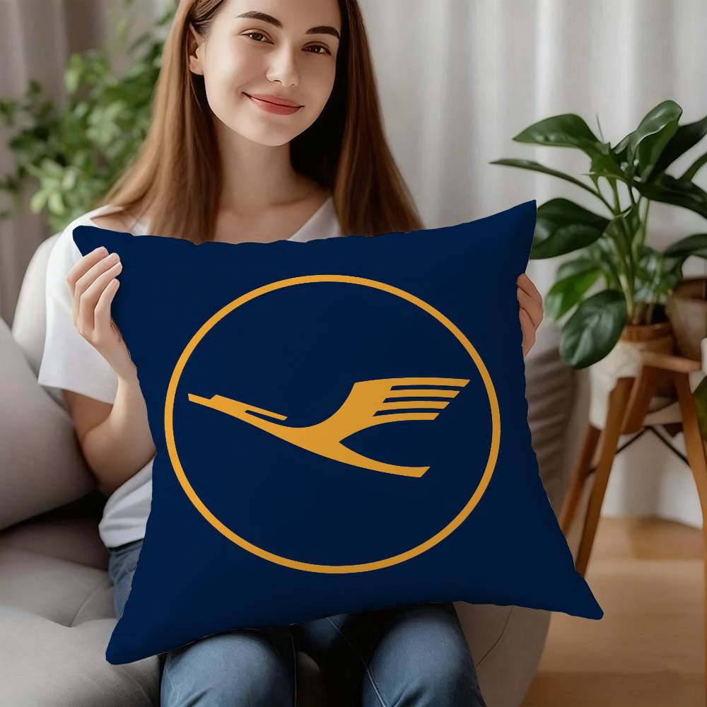 L-Lufthansa German Airlines Poszewka na poduszkę Krótki plusz Dwustronny nadruk Kwadratowe poszewki na poduszki dekoracyjne na sofę do domu
