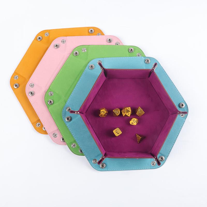 Hexagonal Velvet Foldable Dice and Storage Tray