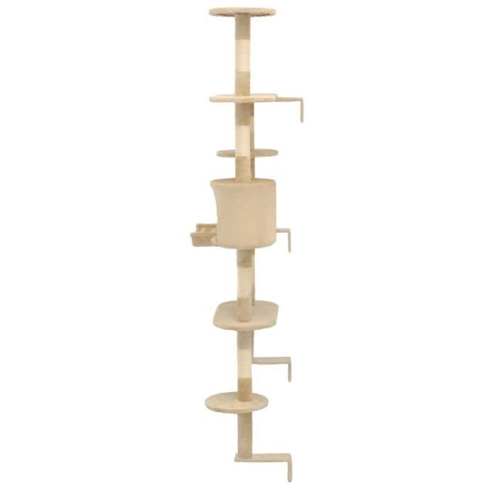 VidaXL Arbre à chat avec griffoirs en sisal Montage mural 194 cm Beige