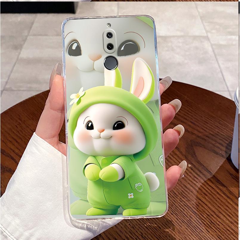 Cute Love Heart Rabbit Soft Clear TPU Phone Case for Huawei Mate 10 Lite Nova 2i Mate10Lite Nova2i Silicone Back Cover Housing
