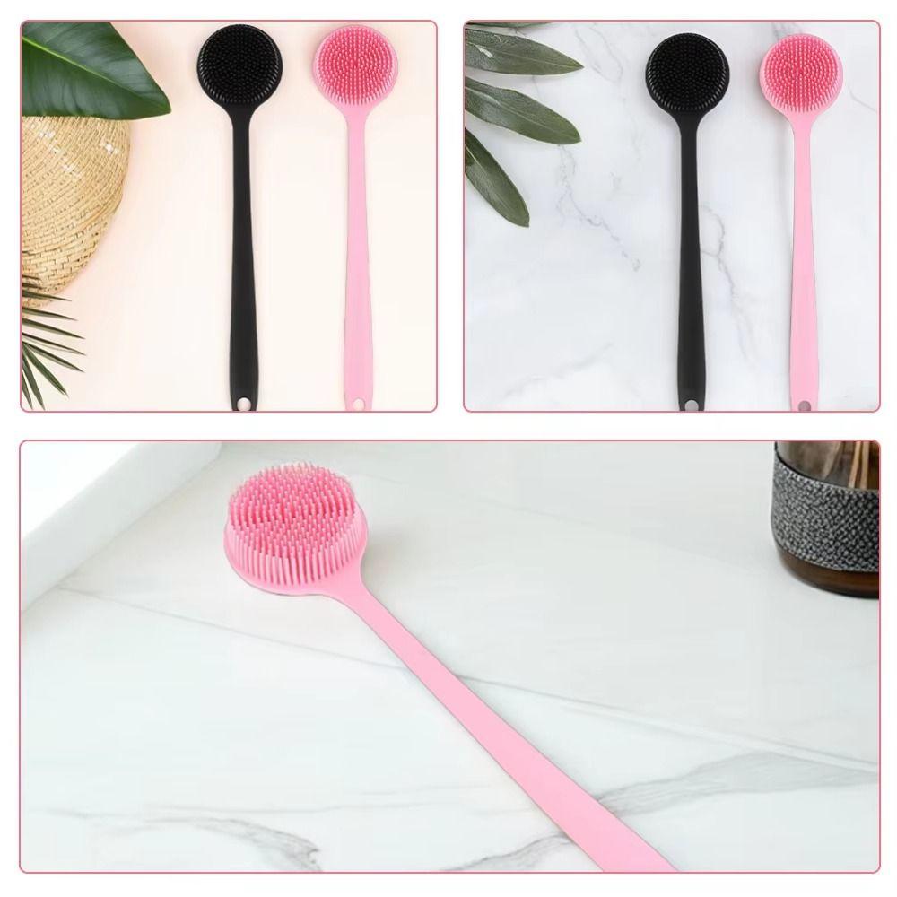 Long Handle Bath Soft Back Brush with Hanging Hole Silicone Exfoliator Tool  Home