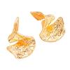European & American Cross-Border Fashion Fan-Shaped Metal Texture Ribbon Earrings for Women - Trendy & Unique
