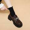Retro Heightening Lace-up Loafer Single Shoes for Women's Autumn New Thick-soled Trendy and Small Leather Shoes for Women