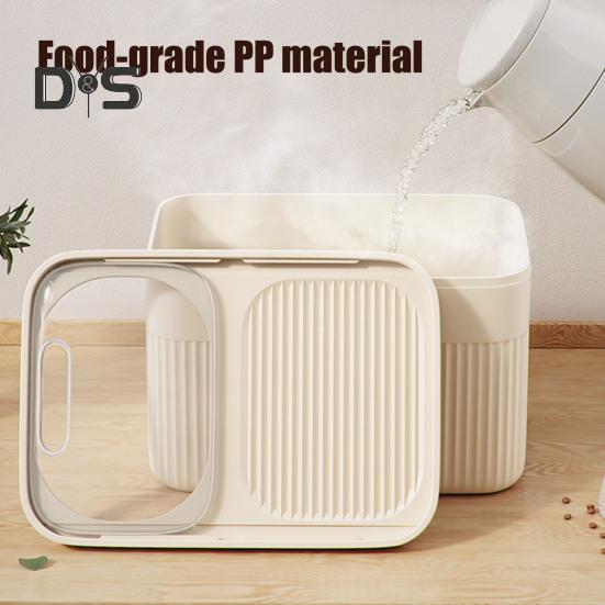 Grain Storage Barrel with Built-in Measuring Cup Clear Cover Large Capacity Wide Mouth Airtight Pet Food Container