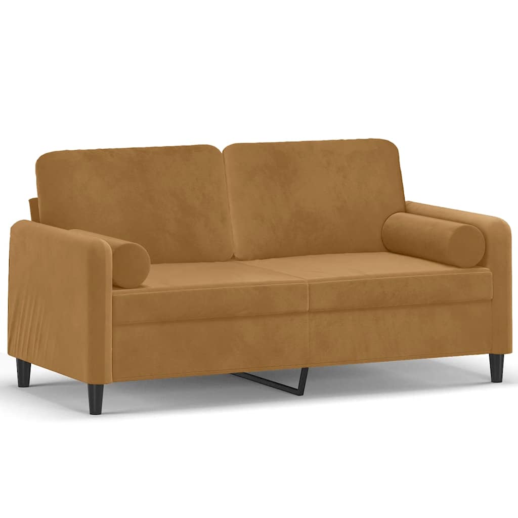 Vidaxl 2-Osobowa Sofa Z Poduszkami, Brązowa, 140 Cm, Aksamit