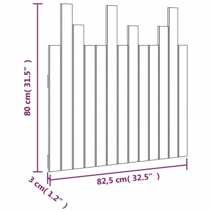 824803 vidaXL Tête de lit murale 82,5x3x80 cm Bois massif de pin