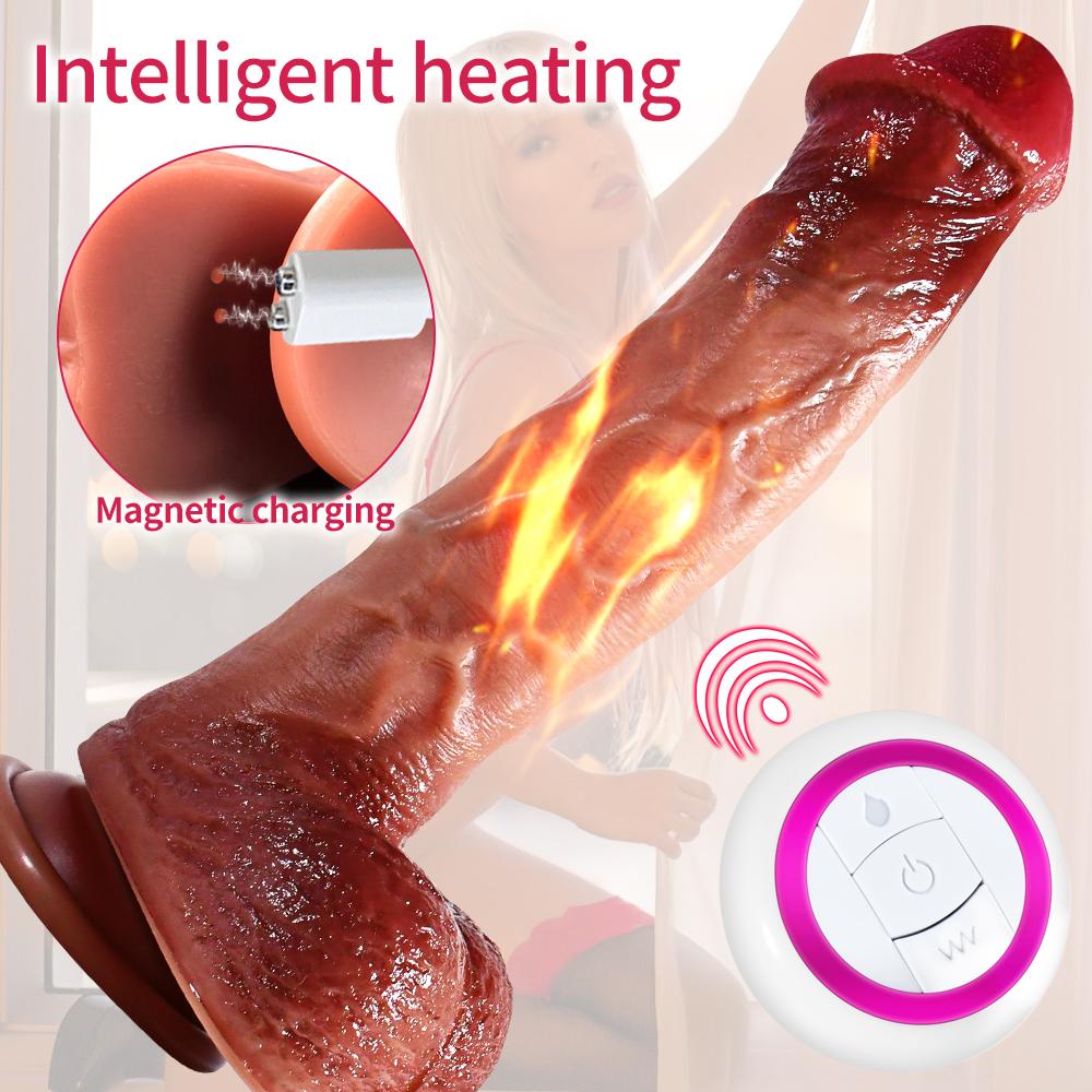 8,9palcové nadrozměrné dildo bezdrátové dálkové ovládání inteligentní vyhřívání silné zasouvání Simulační sexuální hračky Phallus Masturbator