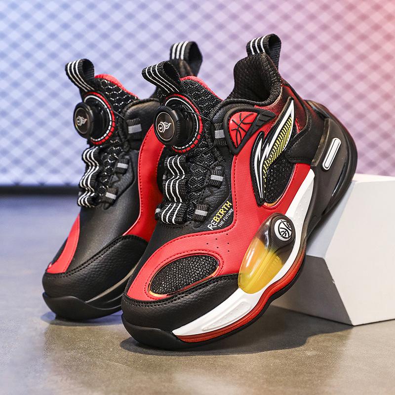 Jungen 2025 Herbst Leder Basketballschuhe - Verschleißfest, Rutschfest Sportsneaker für Kinder