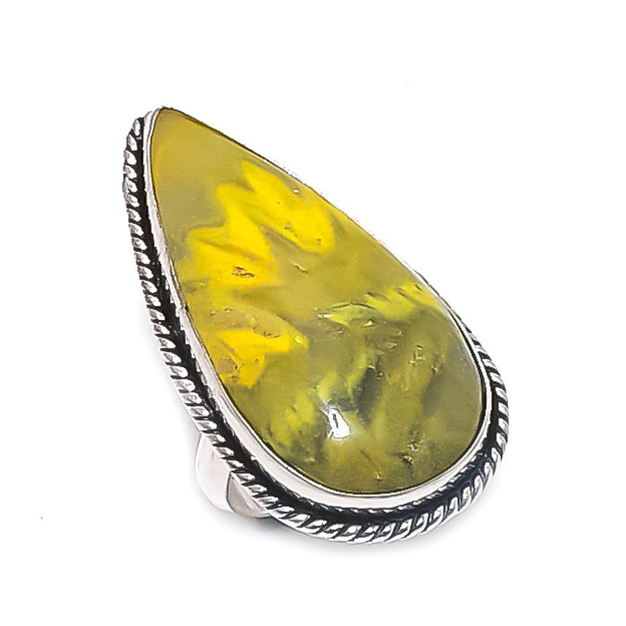 Bumble Bee Jasper Gemstone 925 Sterling Silver Jewelry Ring Size 7