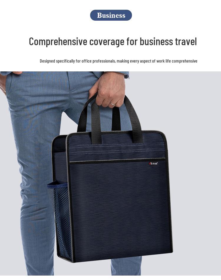 Waterproof Oxford Cloth A4 Document Tote Bag with Double Layers for Conference and Study