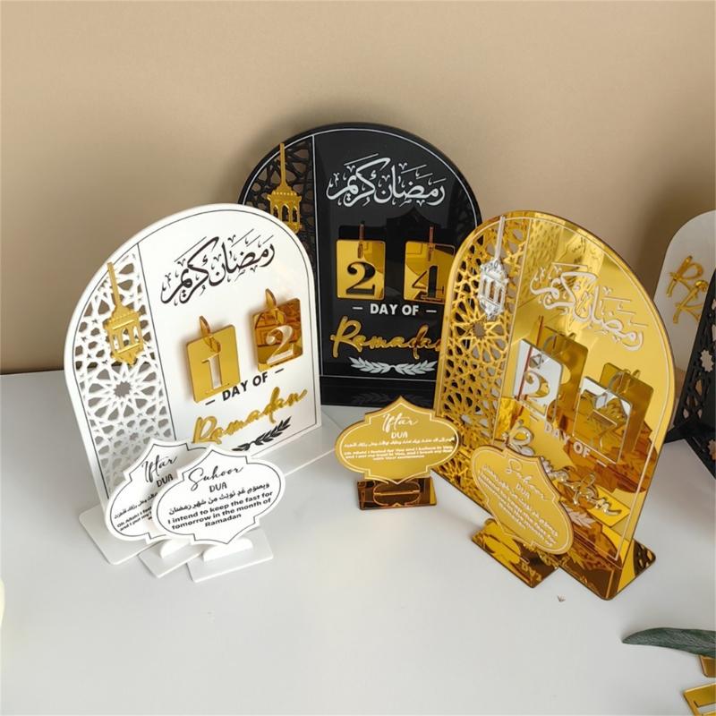 Festival Countdown Display Decoration Unique Eid Table Centerpieces Acrylic Texture Perfect for Eid Party Celebration