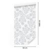 Wallpaper Flowers white and light gray, subtle detail 50x1000