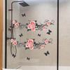 Bathroom Wall Decals Sticker, Rose Butterfly Flower Wall Stickers, Waterproof Rose Butterfly Vine Glass Stickers For Bedroom Restroom DIY Decoration