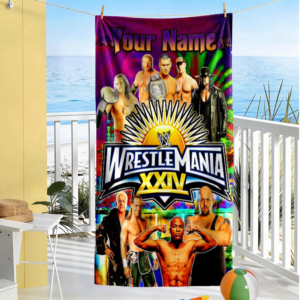 Wrestlemania Customize Text Beach Towel Soft Durable Quick-Dry Portable for SwimmingBeachCamping Travel Beach AccessoriesGym