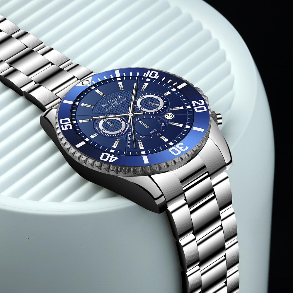 Orologio Classico da Uomo Orologio al Quarzo Orologio Multi-Quadrante Orologio in Acciaio Inossidabile Orologio Casual Sportivo da Uomo Orologio con Calendario Analogico