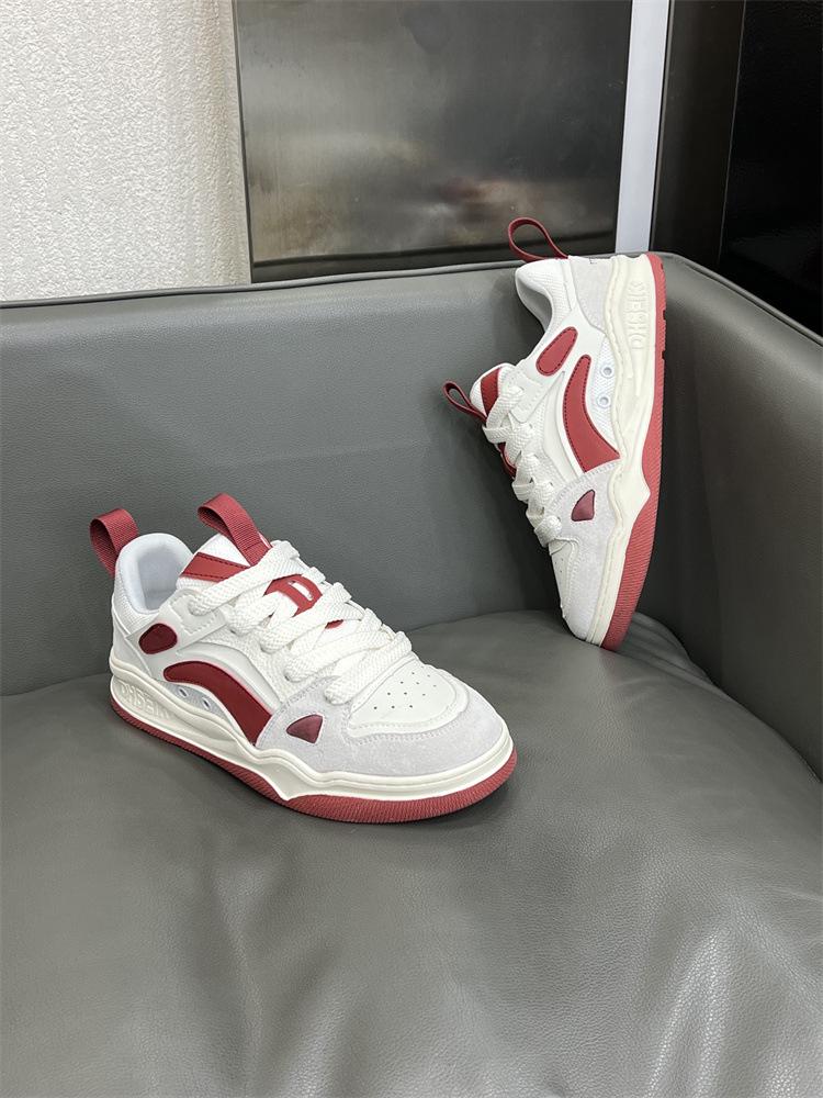 Zapatillas de Skate Europeas para Hombre Colorblock - Ligeras, Suela Blanda, Caña Baja Blanca para Deportes Juveniles, Primavera 2025.