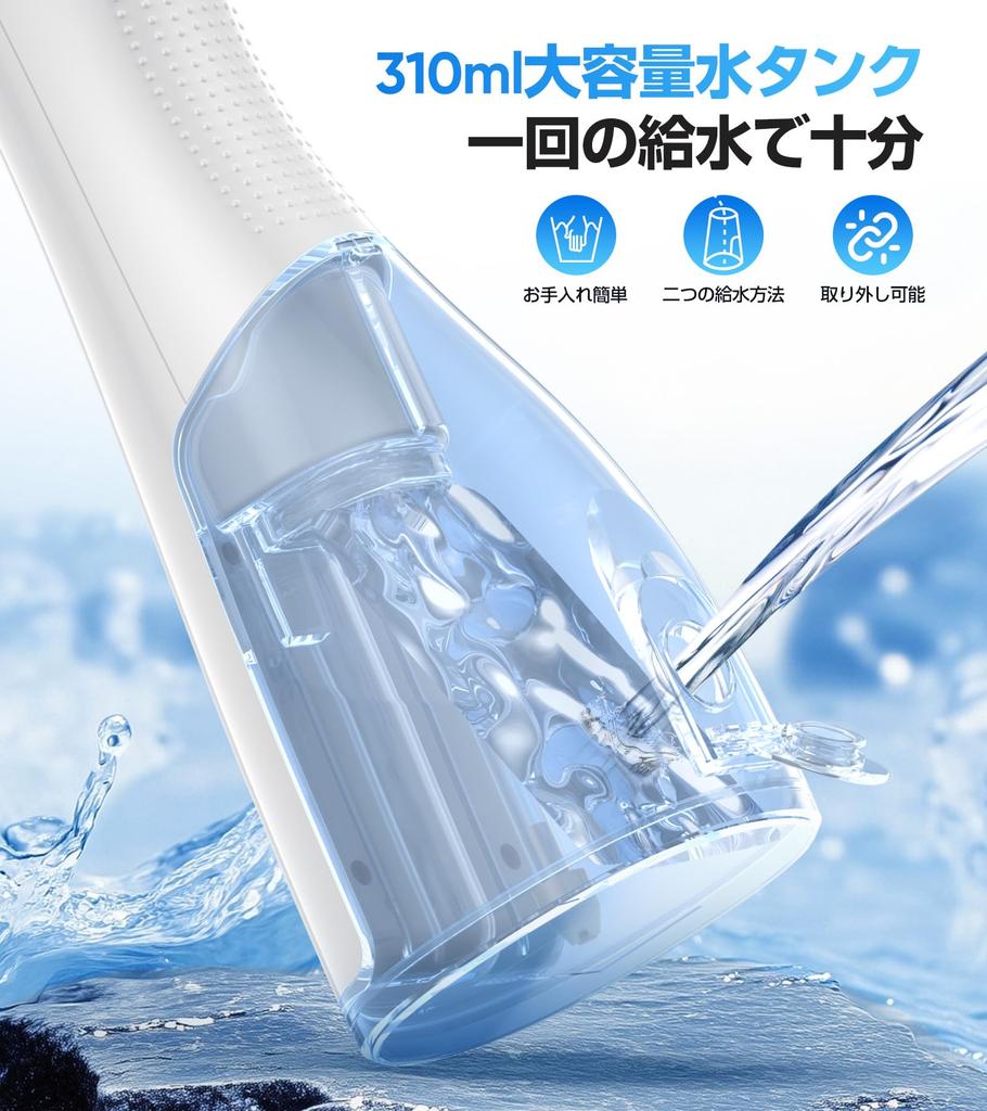 Oral Irrigator Jet Washer with Plaque Removal 4 Tongue 4 Water Flow PSI Water Pressure 310ml Large Capacity IPX7 USB Compact Perfect for Home or Gift