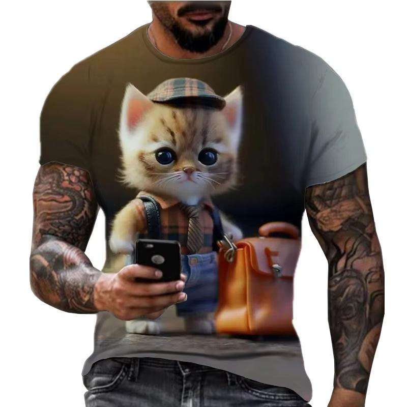 

3D Printed Cat Dog T Shirt Men Funny Animal Graphic Tees Summer Fashion 6XL