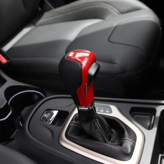 Red Central Gear Shift Hand Knob Cover Trim for Jeep Cherokee 14-18 Accessories