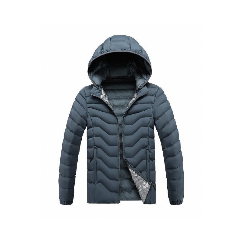 Lightweight Cotton Coat Men's Winter Solid Color Graphene Removable Cap Plus Velvet Thickened Hooded Jacket Men