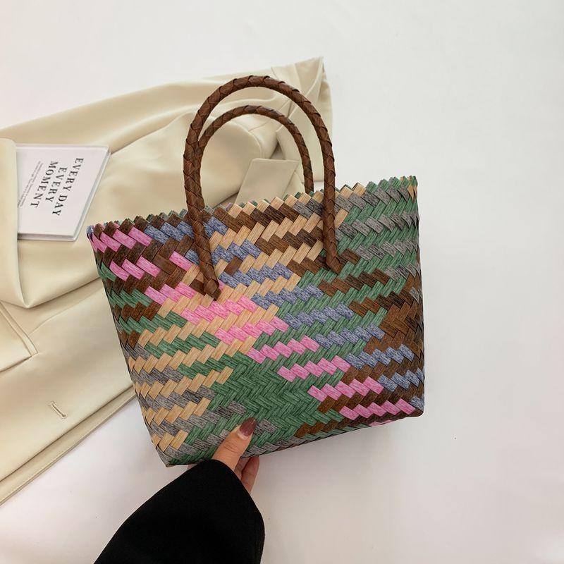 

Retro Rattan-like Large Capacity Woven Bag Hand Gift Vegetable Basket Bag Women Handbag Vacation Straw Woven Tote Bag Short handle follow the store to send lining bag