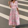 JPNTKY Fashion Spring Autumn Long Sleeve V-Neck Casual Dresses
