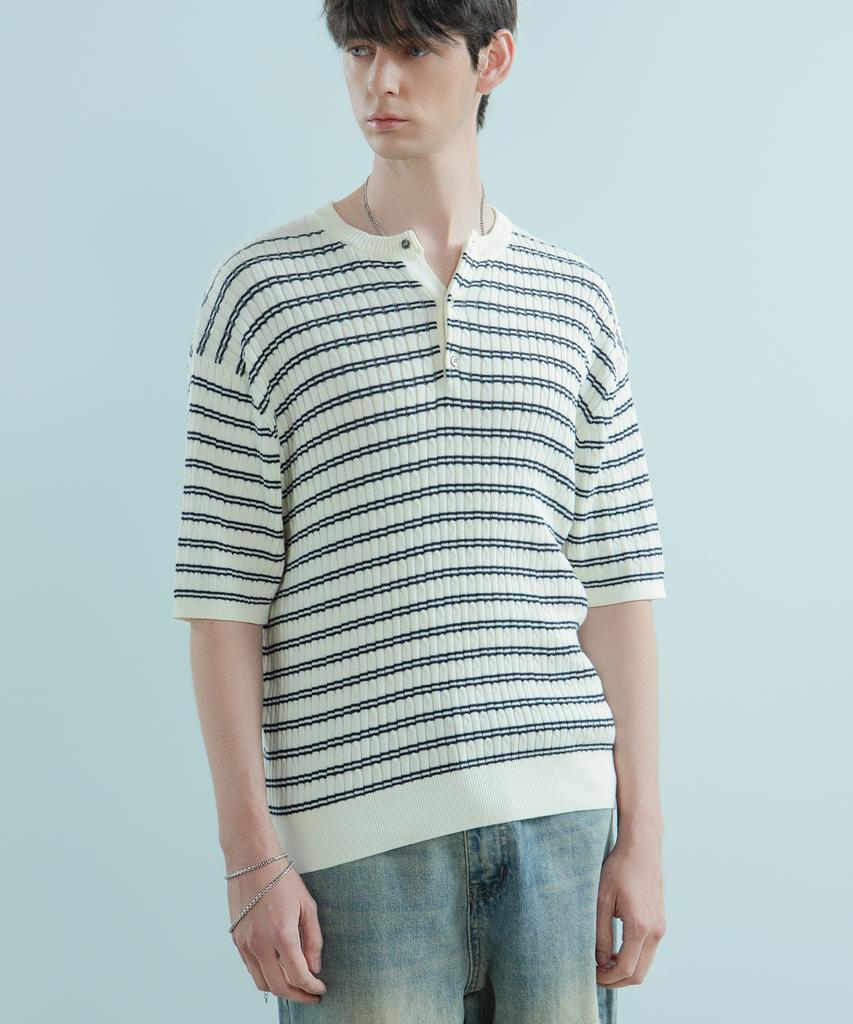 LOGSTORE Dant Henley Neck Short Sleeve Knit