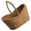 Plastic Woven Basket Vine Flower Basket Hand-woven Portable Bread Storage Handles Basket Gift For Picnic Outdoor Shopping Props