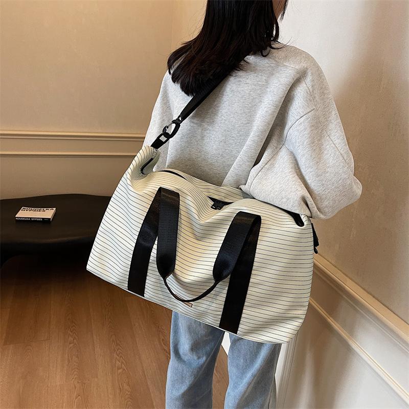 New luggage bag striped waterproof large-capacity swimming men's and women's storage bag lightweight business trip fitness bag