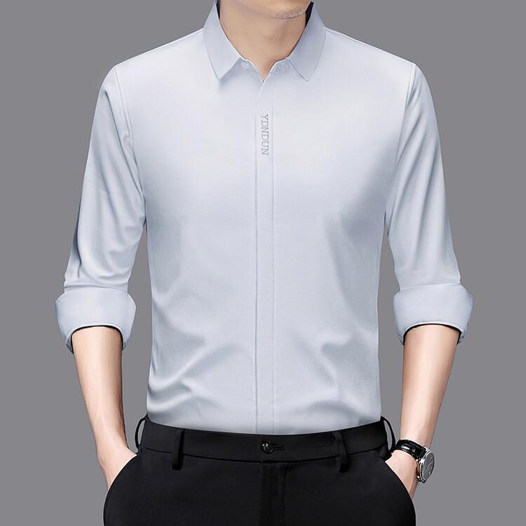 Men's Business Casual Long Sleeved Solid Color Shirt Wrinkle Resistant Wrinkle Free Comfortable All Season Versatile Top