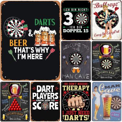 Darts Beer Metal Tin Signs Sports Bar Wall Posters Plaque Vintage Iron Painting Decoration for Man Cave Cafe Game Room Club Bar