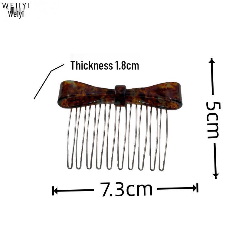 Elegant Acetate Bow Hairpin with Comb for Stylish Bangs and Flyaway Control